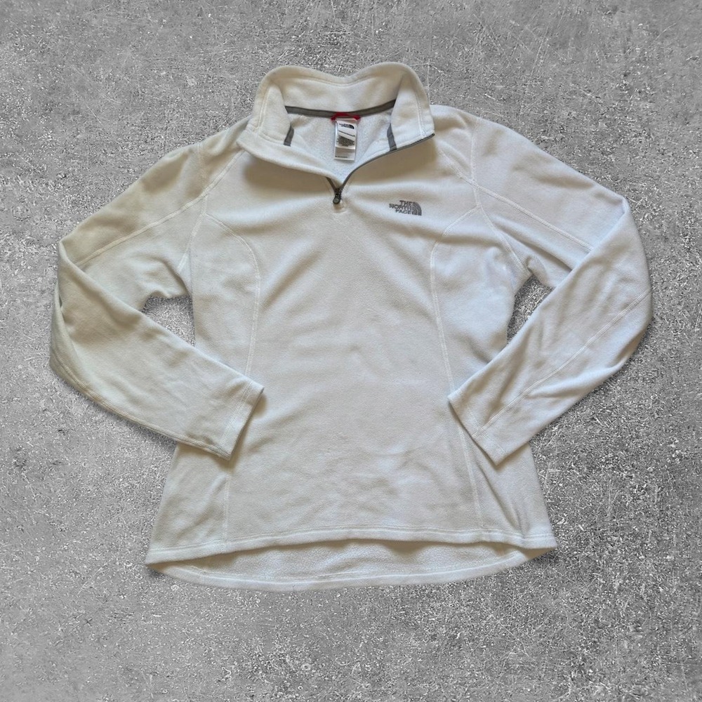 The North Face Womens White Polartec Classic Fleece Quarter Zip Pullover Size M